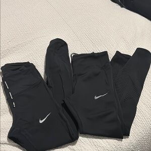 Lot of 2 Nike Running Women’s Dry-Fit Black Leggings size Small